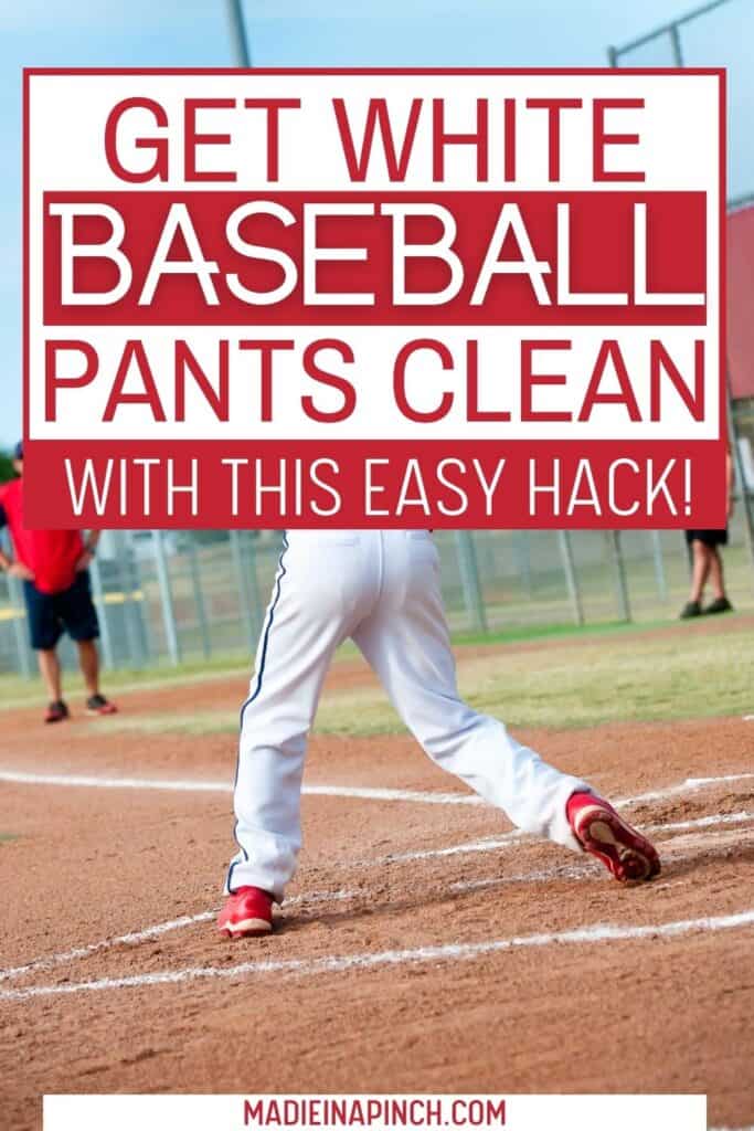 This magical tip will clean white softball and baseball pants easily and effectively! Use these step-by-step instructions to remove stains quickly - there's even a great tip to get those really stubborn grass or red clay stains OUT! #howtocleanbaseballpants #youthbaseball #baseballpants #clean #momtips