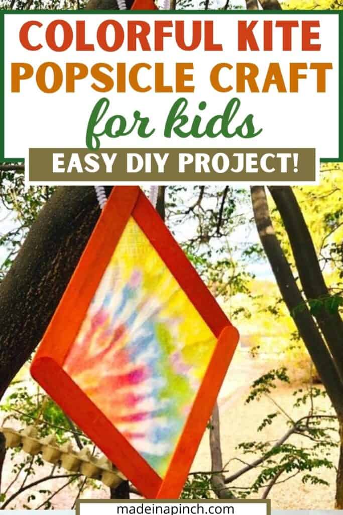colorful kite popsicle crafts for kids pin image