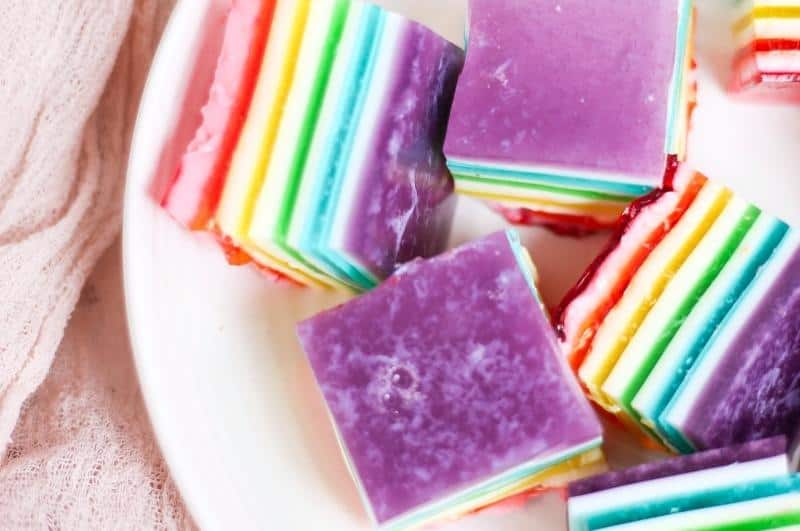 close up of jello squares