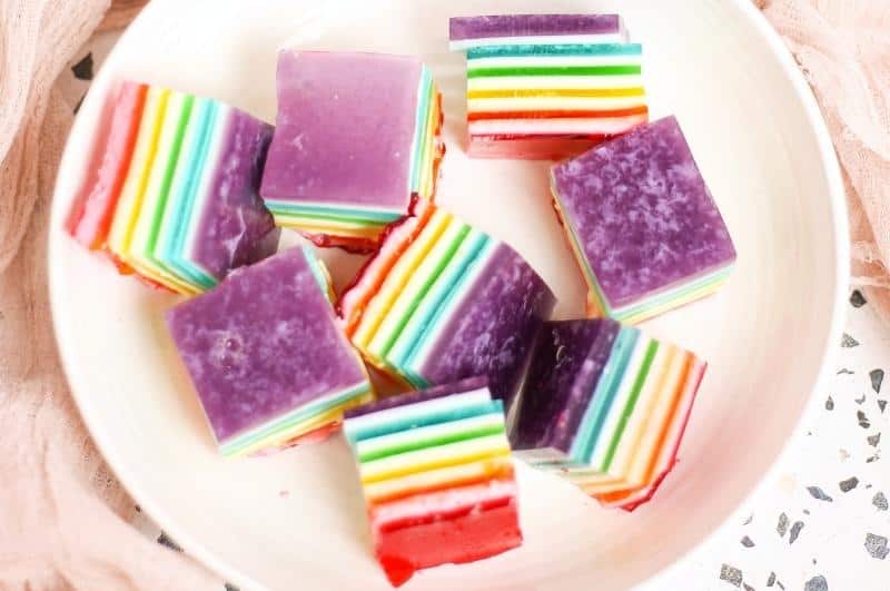 jello squares on a plate