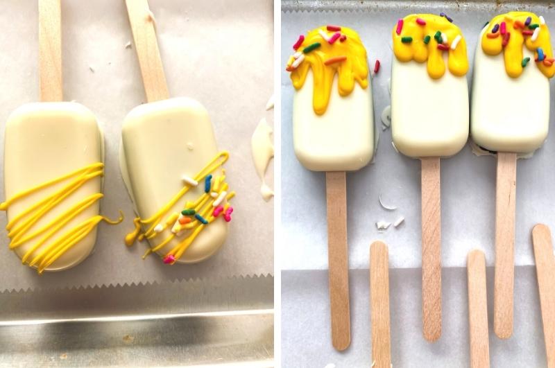 drying popsicle-shaped cake pops