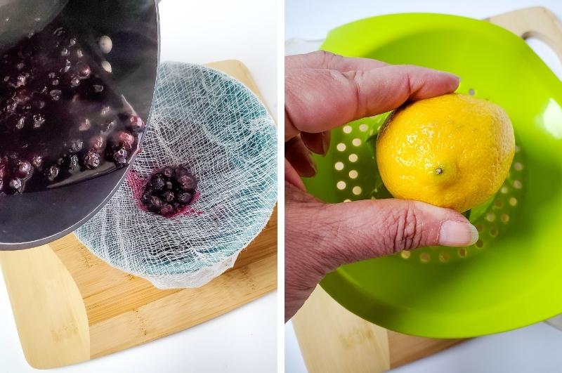 homemade blueberry lemonade process collage