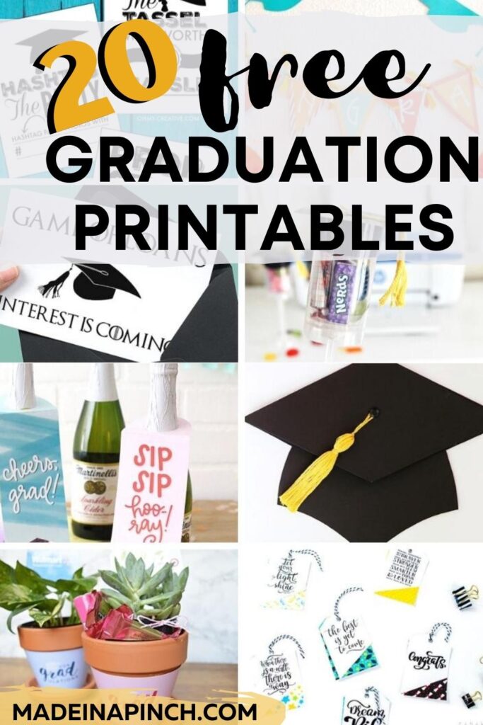 20 free graduation printables pin image