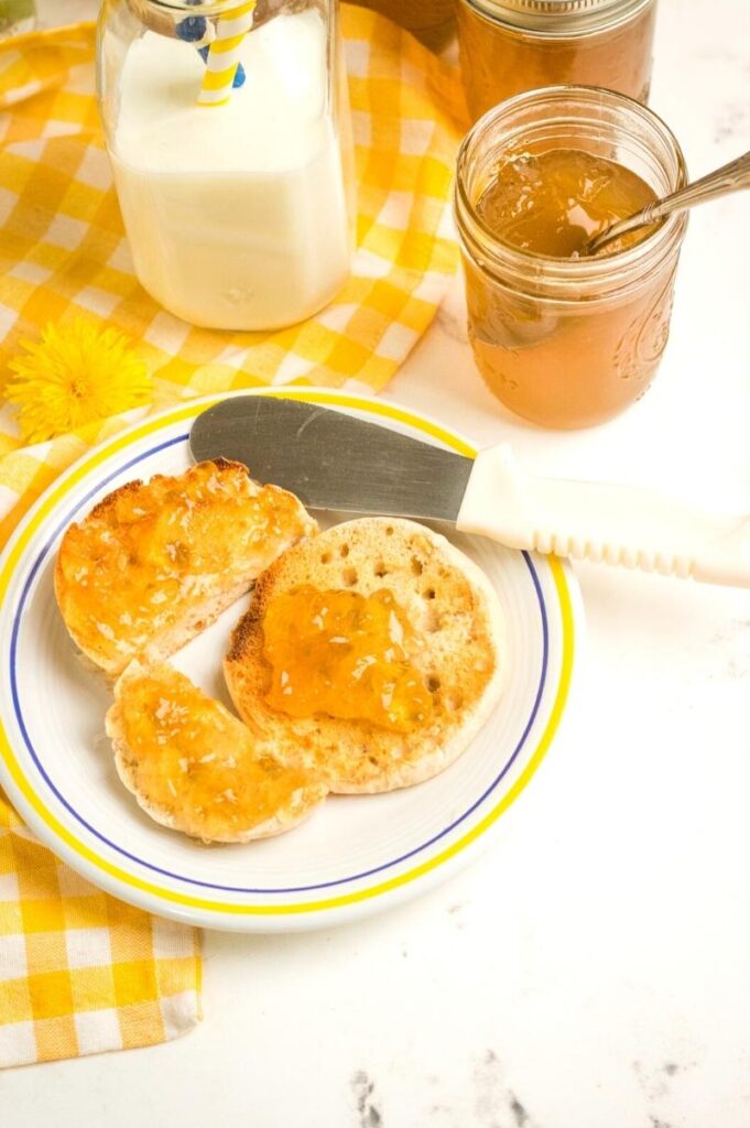 homemade spread on an English muffin