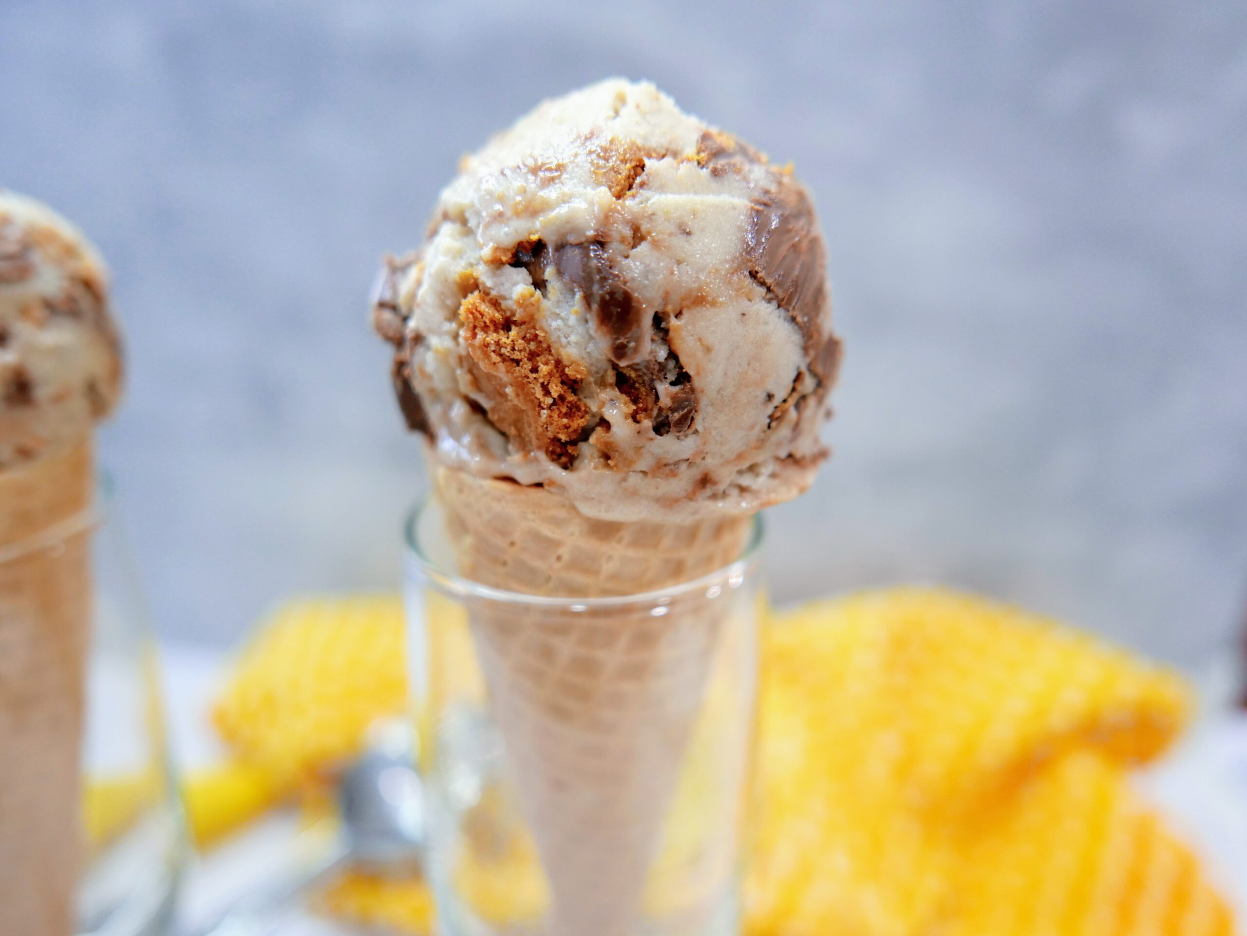 frozen banana ice cream with Nutella and Biscoff