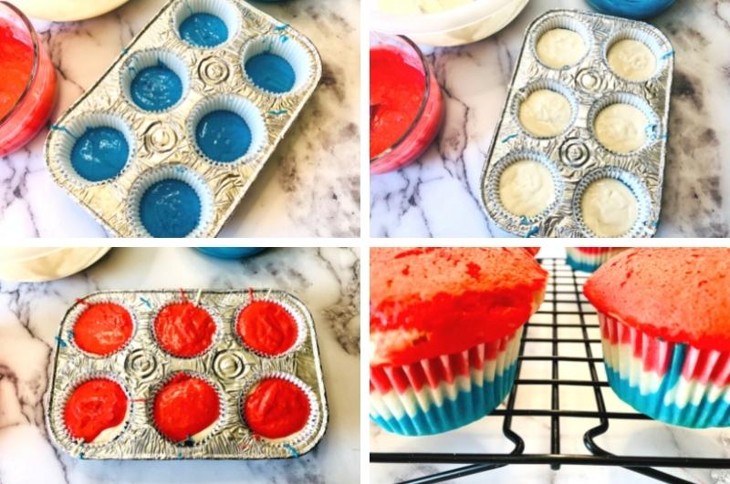 coloring cupcake dough process images