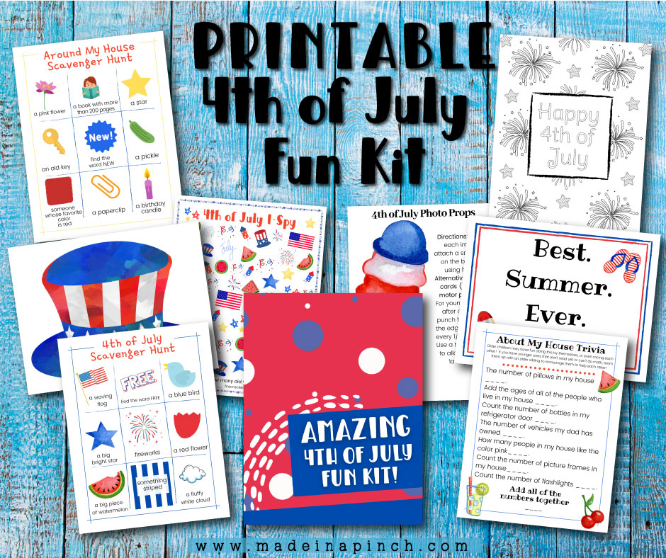 Fourth of July activity packet freebie collage image