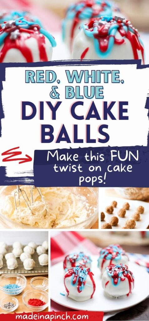 red, white, and blue DIY cake balls pin image