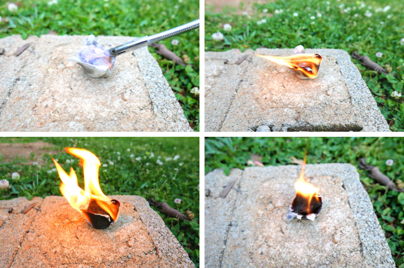 collage image of burning process for homemade fire starters