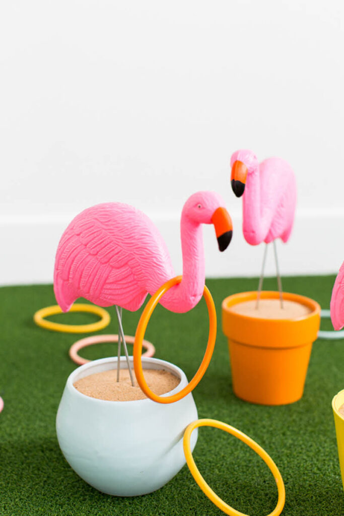 DIY flamingo ring toss