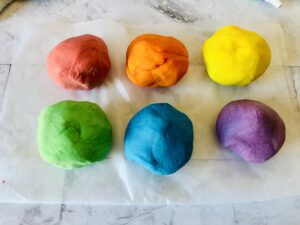 balls of rainbow playdough
