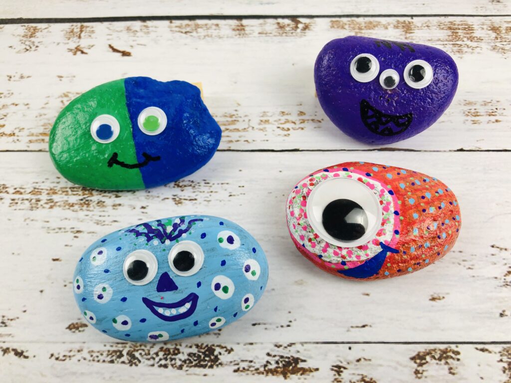 finished easy pet rocks craft for kids