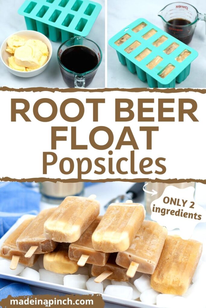 Root beer float popsicles pin image