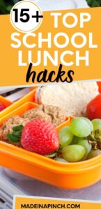 school lunch hacks long pin image