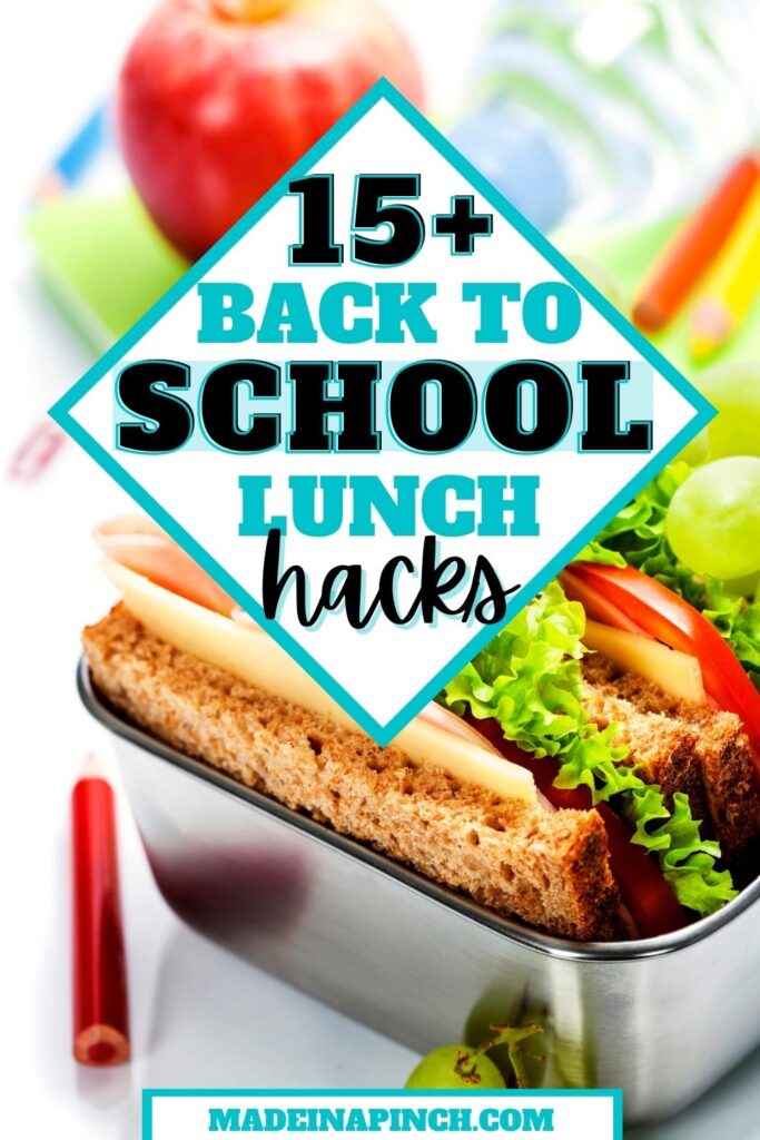 school lunch hacks pin image