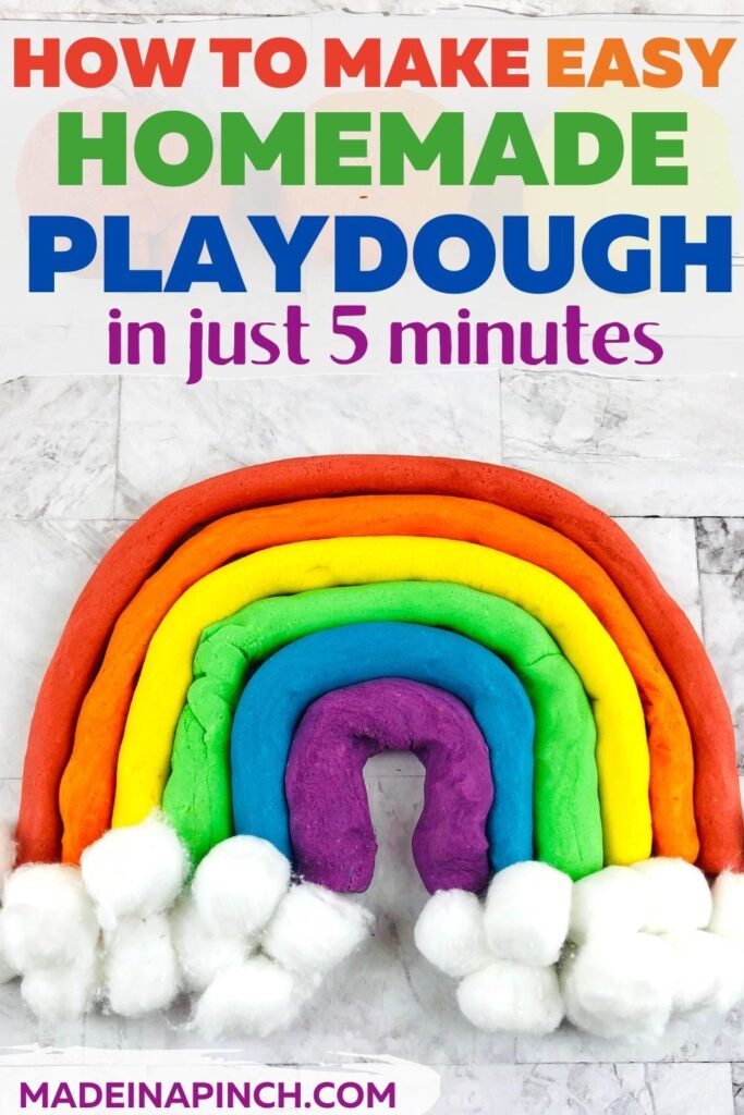 easy homemade playdough recipe pin image 