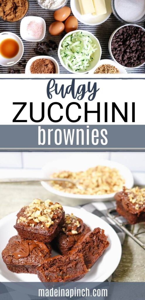 the best fudgy zucchini brownies long pin image