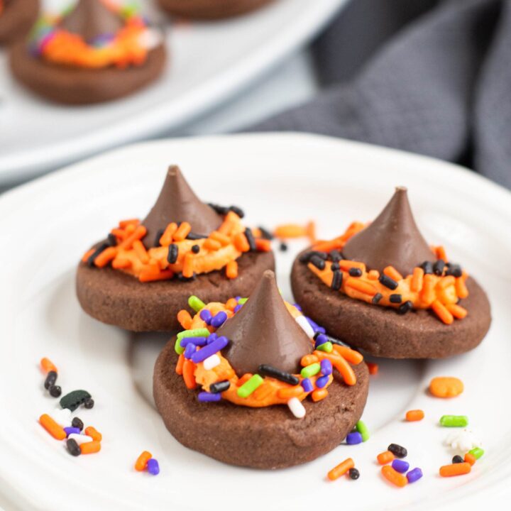 witch hat cookies on a plate