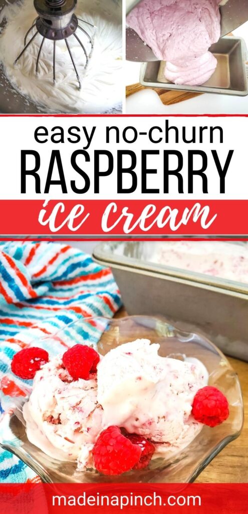 no churn raspberry ice cream long pin image