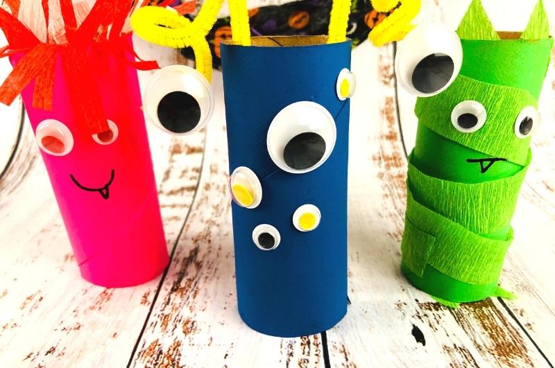 Toilet paper roll monsters craft