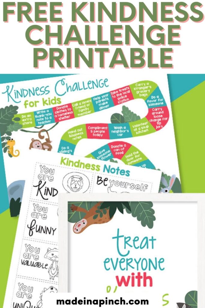 Free Kindness Challenge Printable pin images
