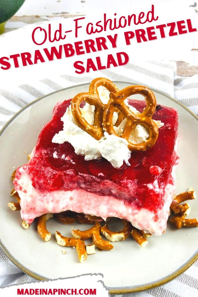 old-fashioned strawberry jello pretzel salad pin