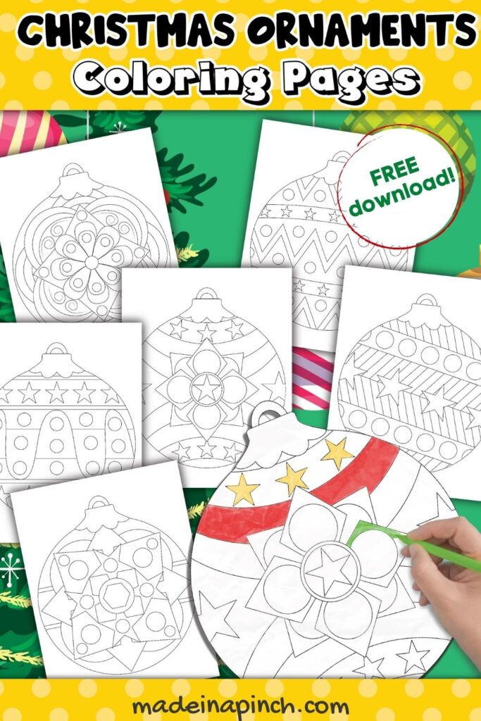 Christmas ornament coloring pages pin image