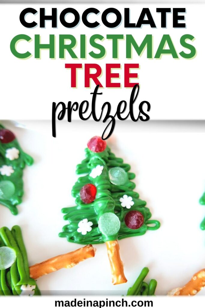 Candy Christmas tree pretzels