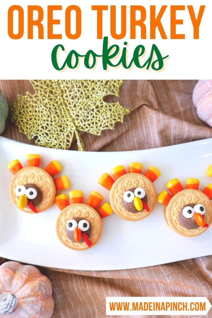 Oreo turkey cookies pin image