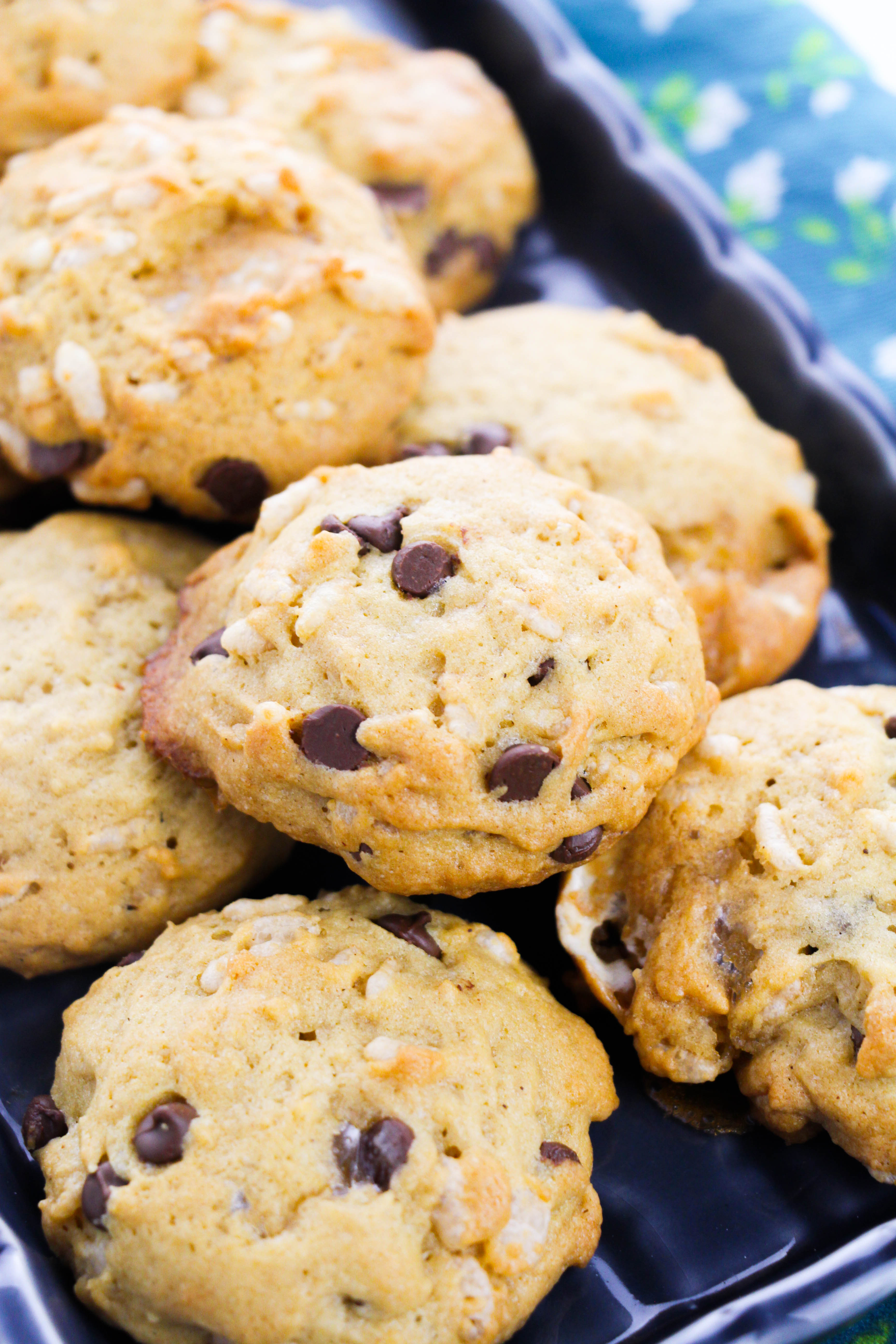 Rice krispie chocolate chip cookies made in a pinch