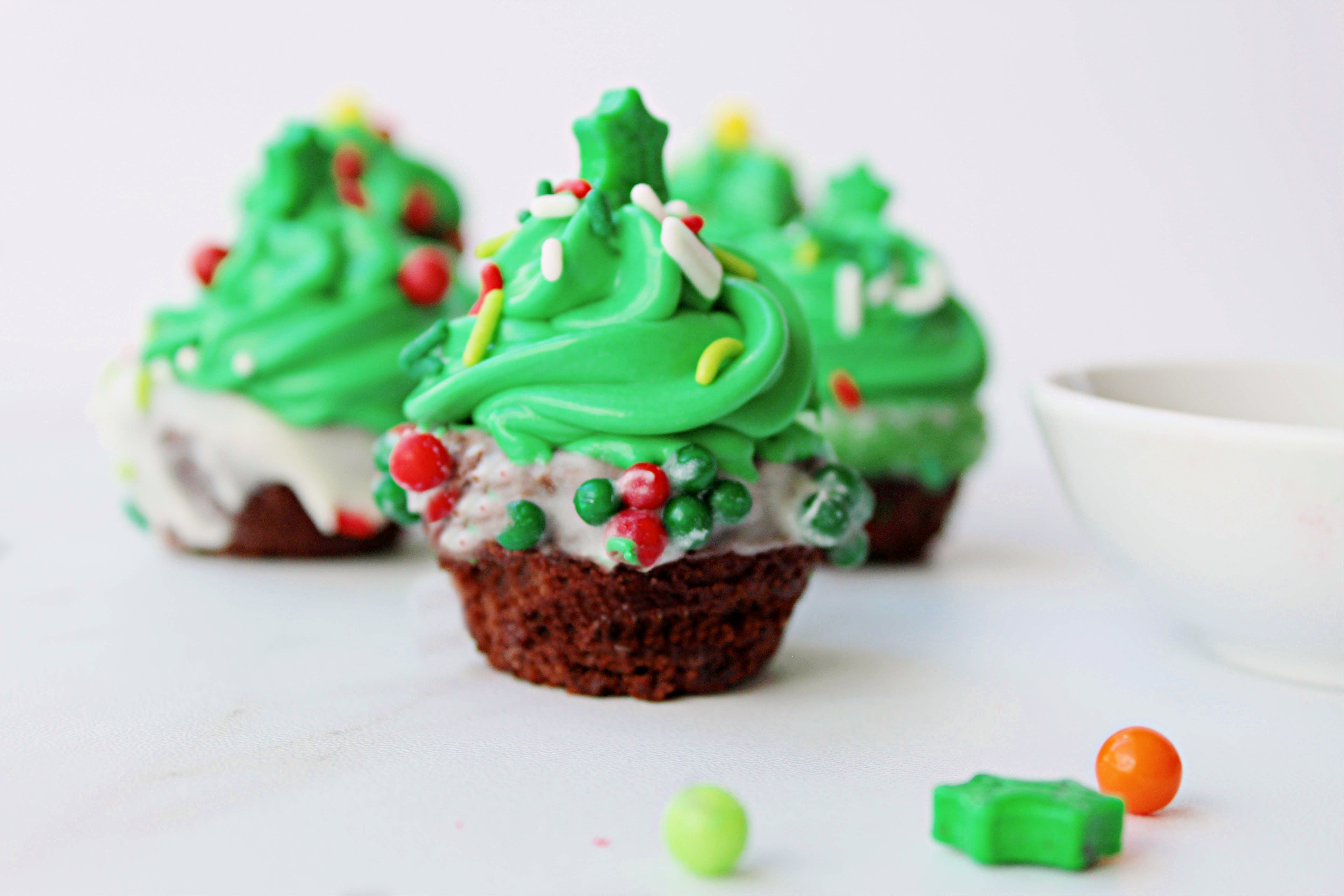 Bite-Size Christmas Tree Brownies - Made In A Pinch