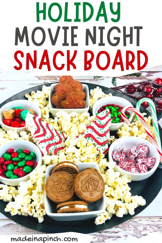 holiday movie night snack board