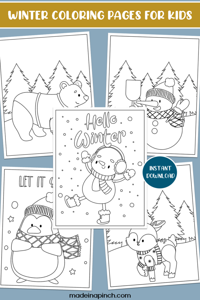 winter coloring pages pin image