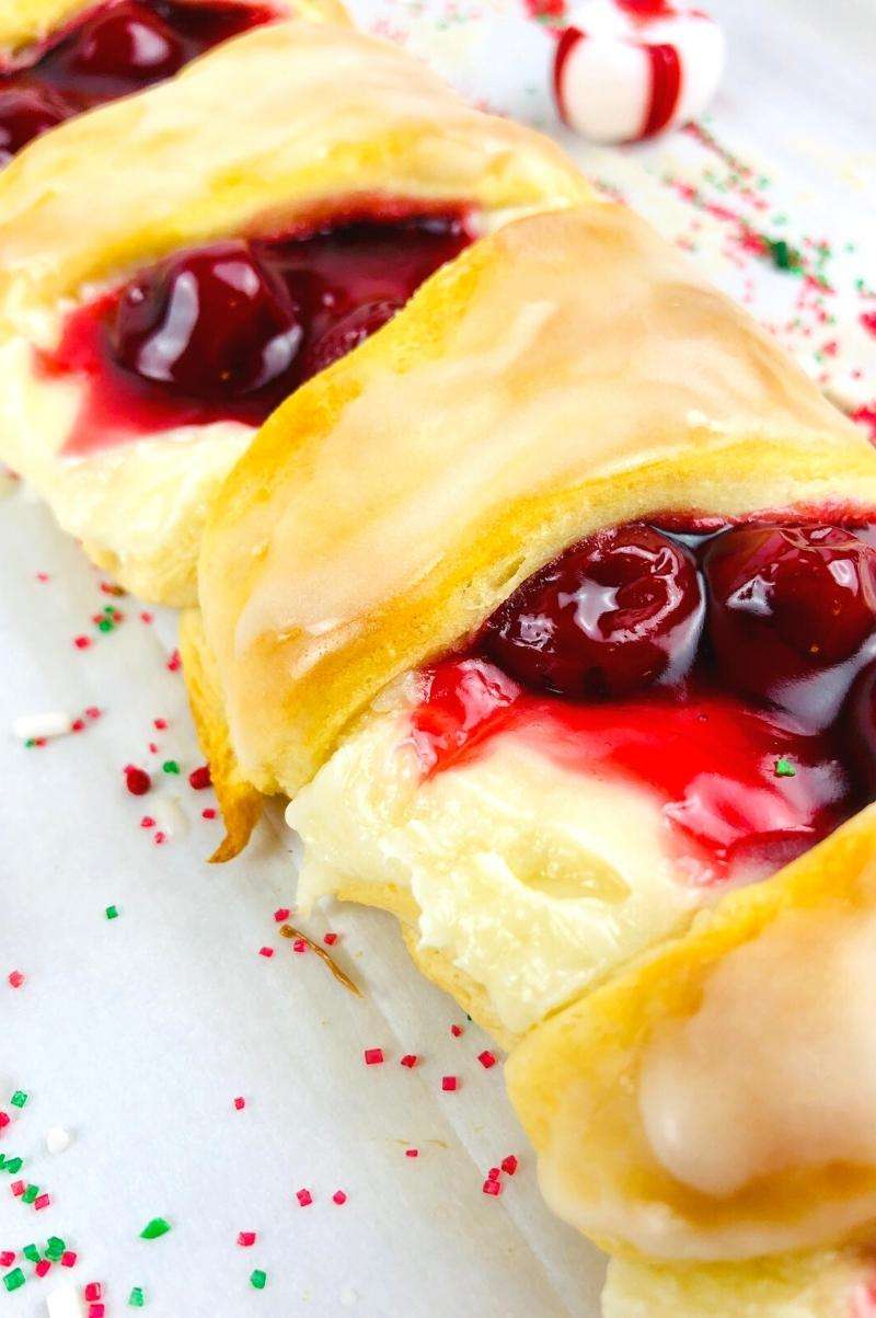 Easy Candy Cane Cherry Danish With Cream Cheese - Made In A Pinch