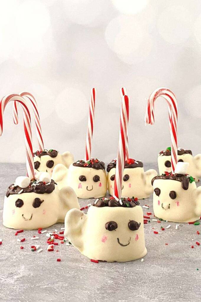 candy cane hot chocolate marshmallow mugs