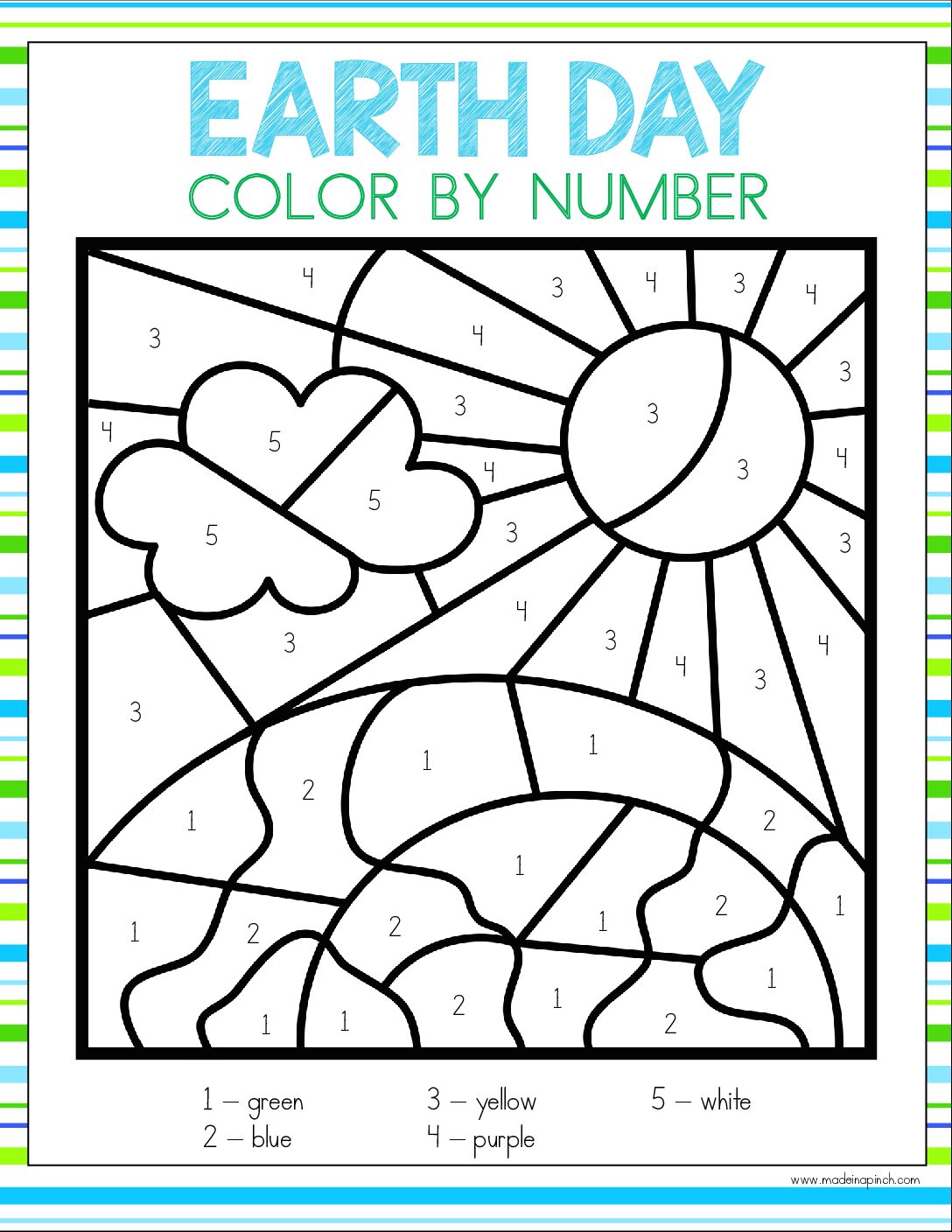 Earth Day Color by number - Made In A Pinch