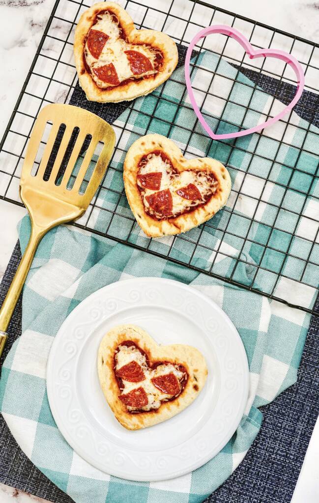 heart-shaped mini pizzas