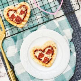 heart-shaped mini pizzas