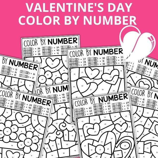 Valentine color by number