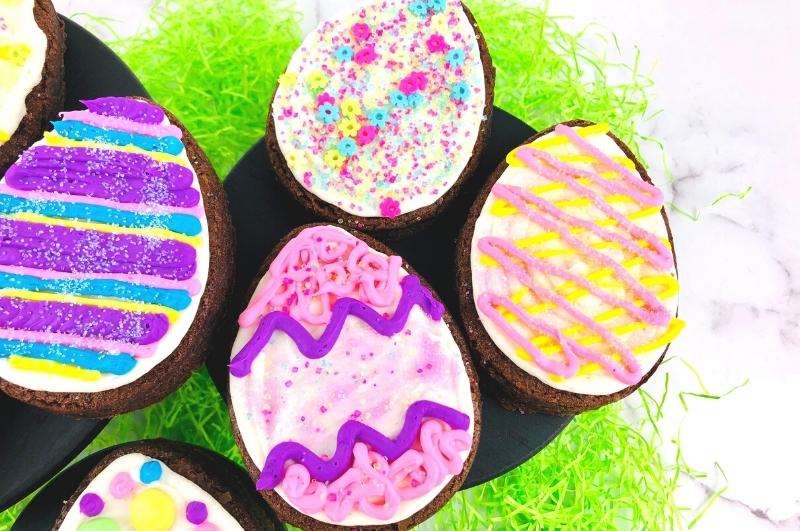 decorated brownie eggs