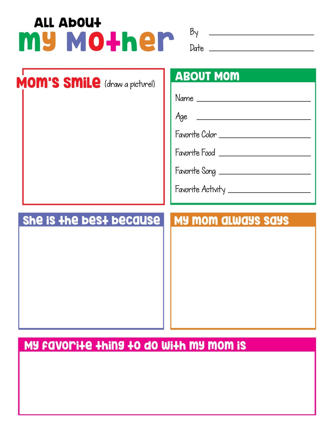 All about my mom printable Made In A Pinch All about my mom printable Made In A Pinch