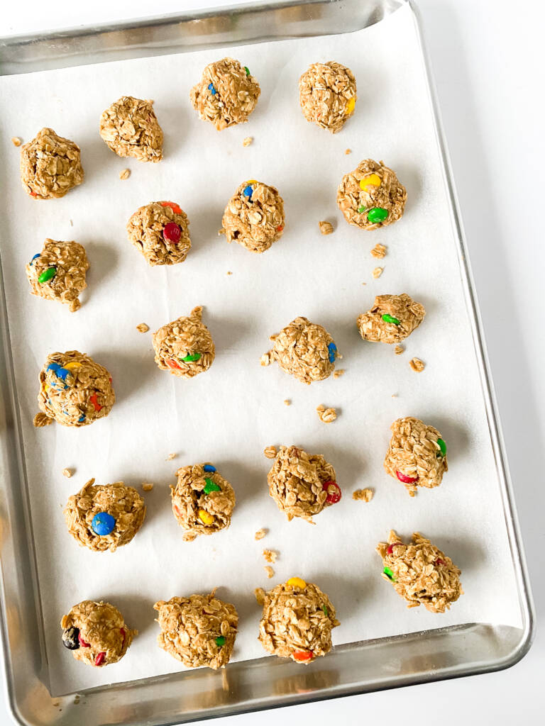 energy balls on a cookie sheet