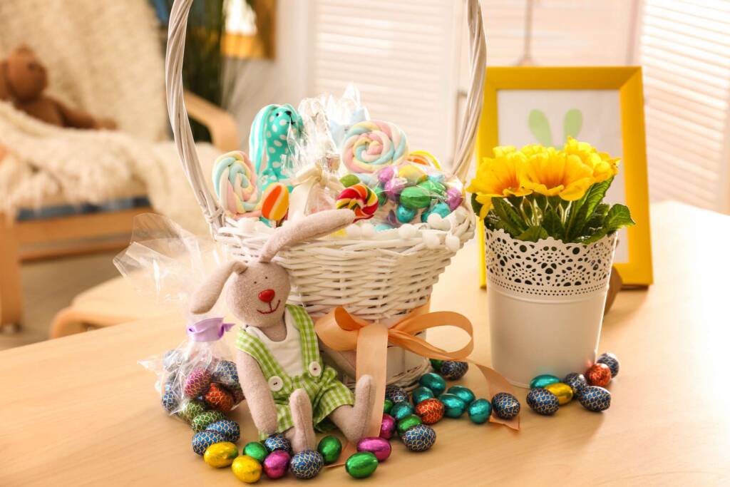 Easter basket with candy and toys