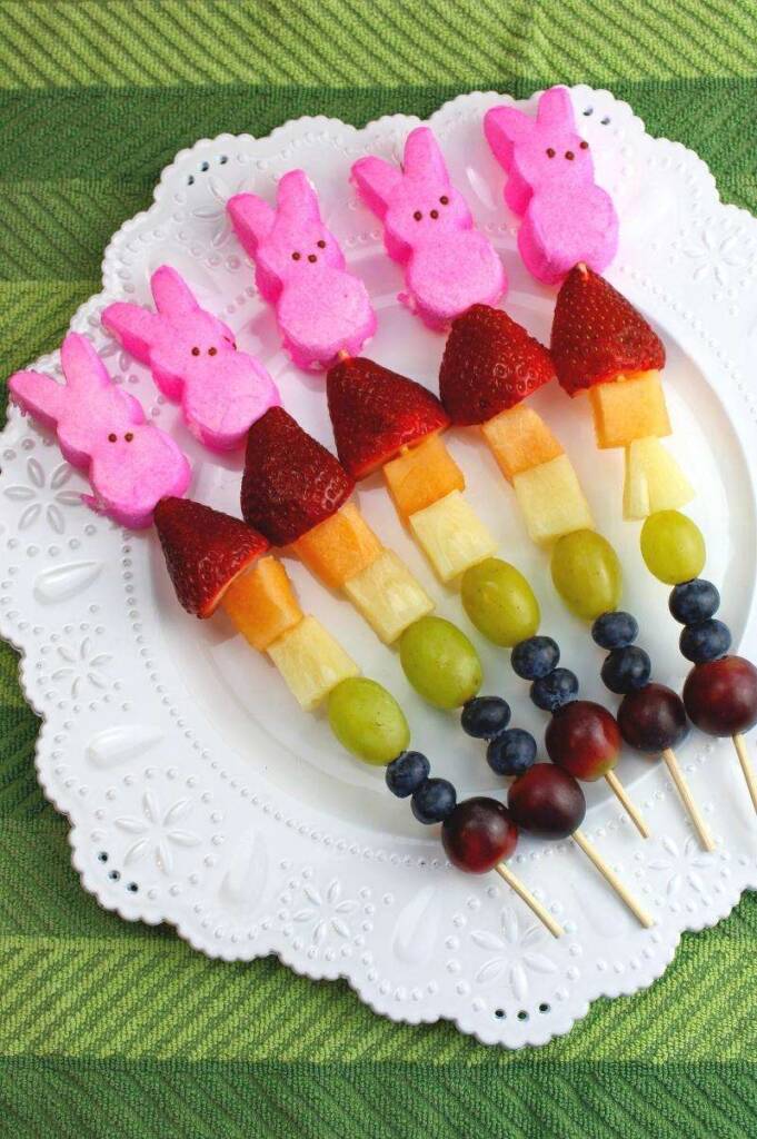Easter fruit kabobs with Peeps