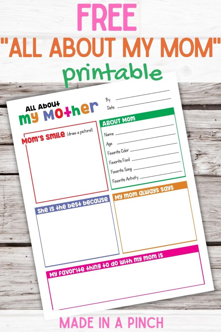 All About My Mom Free Printable - Made In A Pinch