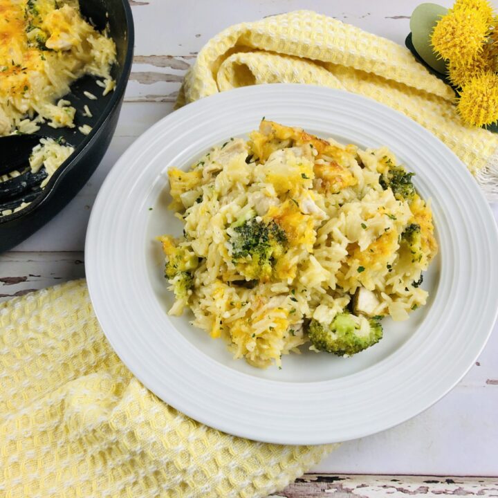 cheesy chicken broccoli rice skillet
