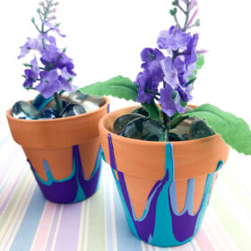 drip painted flower pots