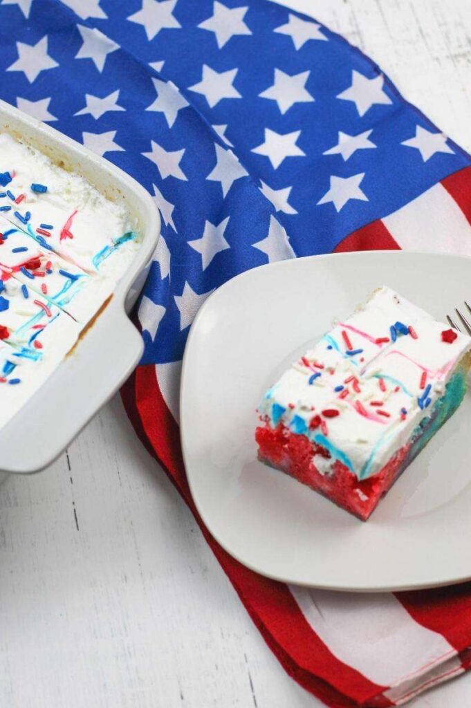 red white and blue poke cake