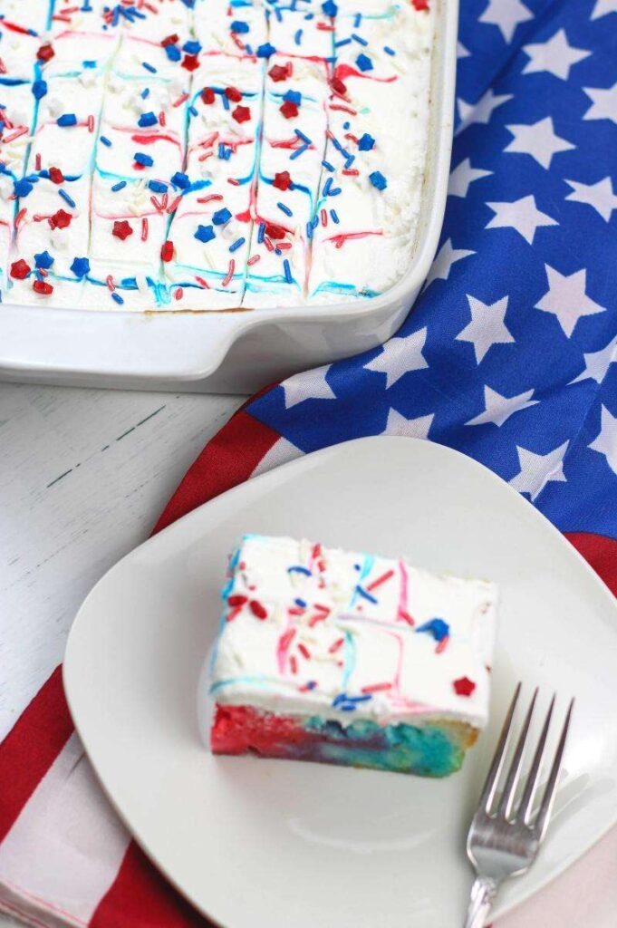 red white and blue poke cake