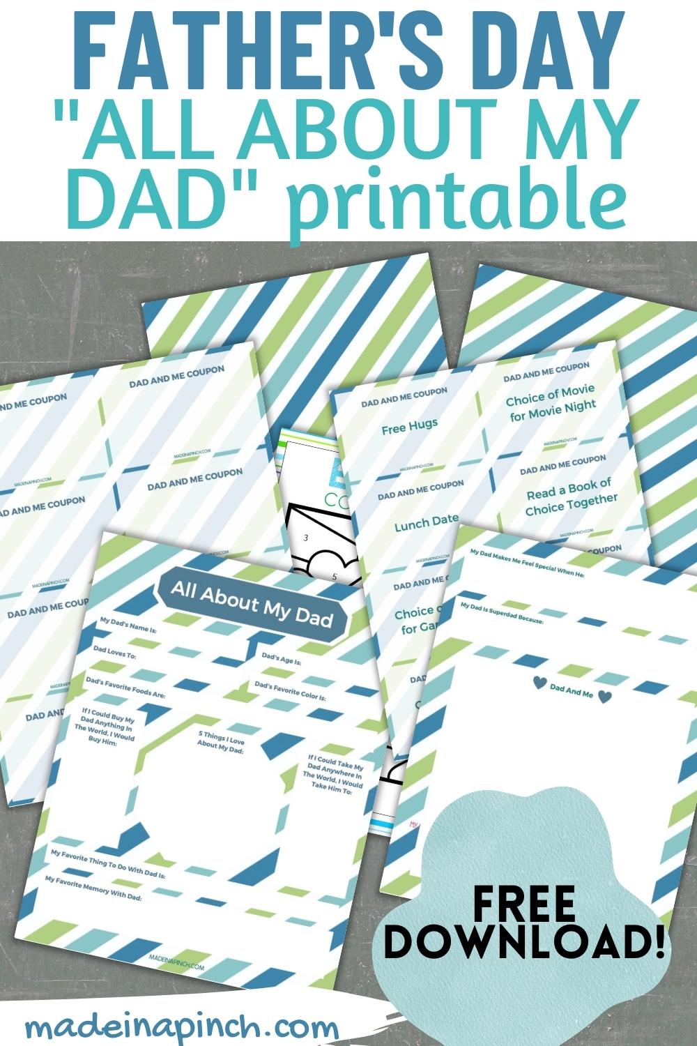 Free All About My Dad Printable - Made In A Pinch